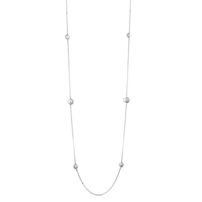 SILVER NECKLACE WITH PEARLS AND WHITE ZIRCONIA - PA101