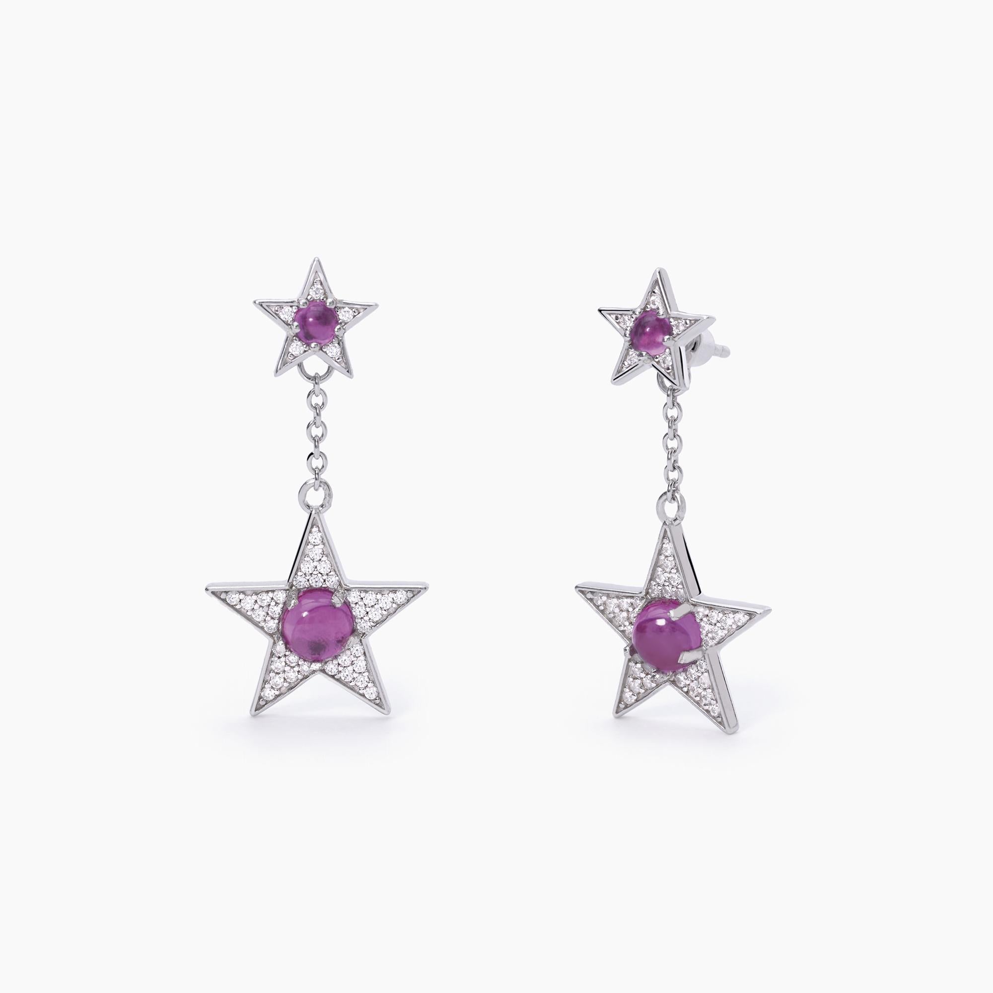 Mabina Woman - Star earrings with synthetic tourmaline STARLET - 563558