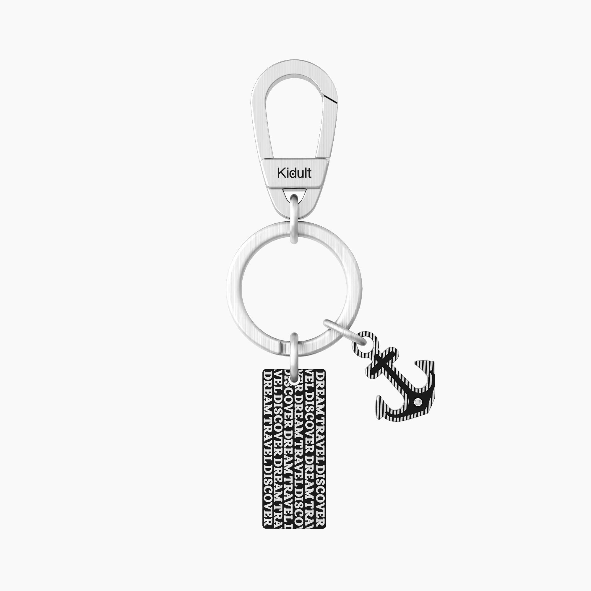 Men's key ring with anchor and rectangular pendant
 AGAIN | STABILITY - 781016