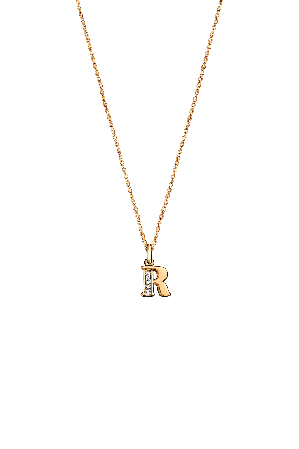 Collana Damiani "My First" – Ciondolo Lettera R in Oro Rosa 9kt e Diamanti - DMBR0002BW-R