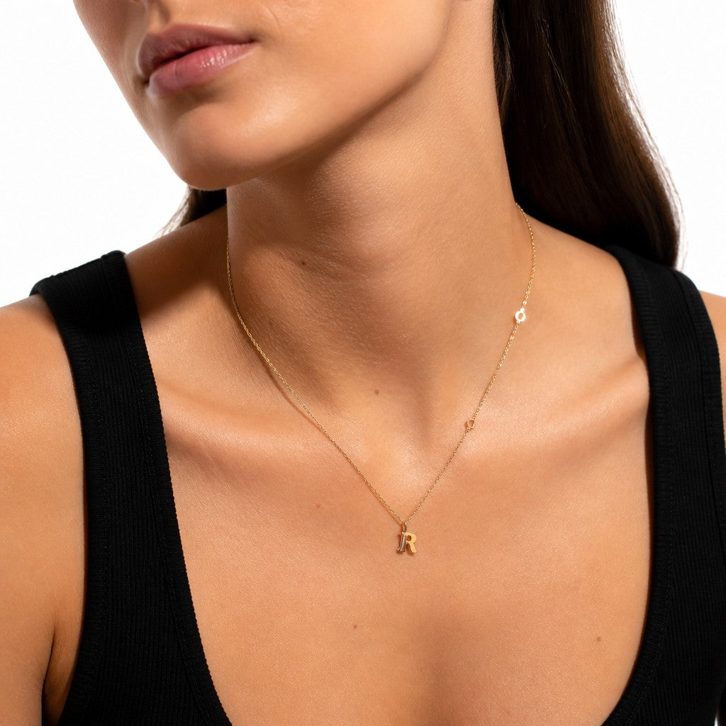 Collana Damiani "My First" – Ciondolo Lettera R in Oro Rosa 9kt e Diamanti - DMBR0002BW-R