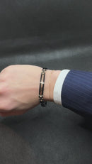 Bracciale da Uomo Zancan in Acciaio PVD Nero, con piastra centrale PVD Nero e acciaio rosato - EHB403