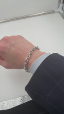 Bracciale Barakà in argento 925, maglie larghe a catena e diamante nero sulla chiusura - BR233052