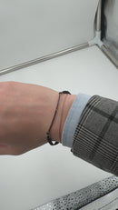 Bracciale Buonocore in caucciù con piastrina in oro rosa 18kt e diamanti neri - 1706B01NP