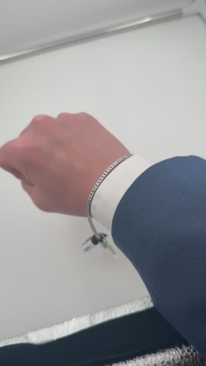 Bracciale Recarlo Tennis in oro bianco 18kt con Zaffiri blu, 1.23ct di zaffiri - T39SE885/ZB