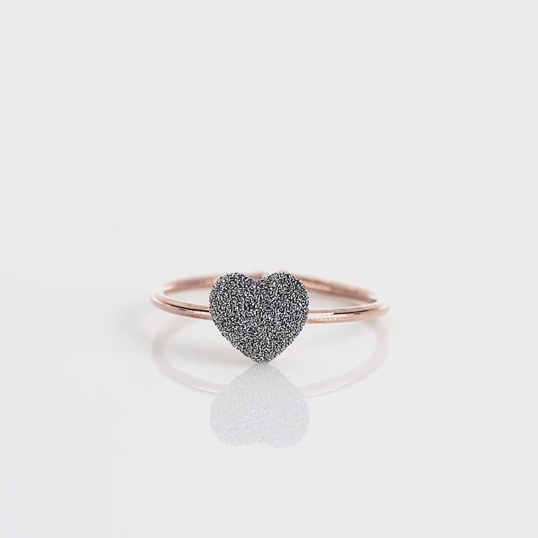 BAGUE 18KT DOMÉE COEUR POUSSIERE DIAMANTS CHROME - ANCUBK