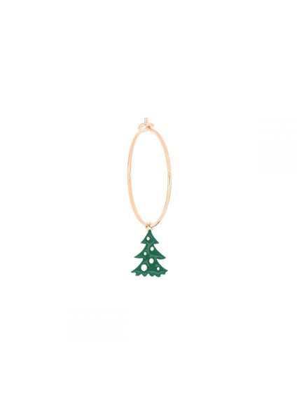 Single earring in gilded silver with green enamel Christmas tree - ORNAT2AV