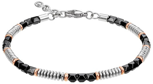 Bracciale Zancan da uomo in acciaio silver nero e rose – Hiteck – UHB088