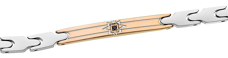 Zancan Men's Bracelet with Rose Gold Plate and Crystal - UHB126