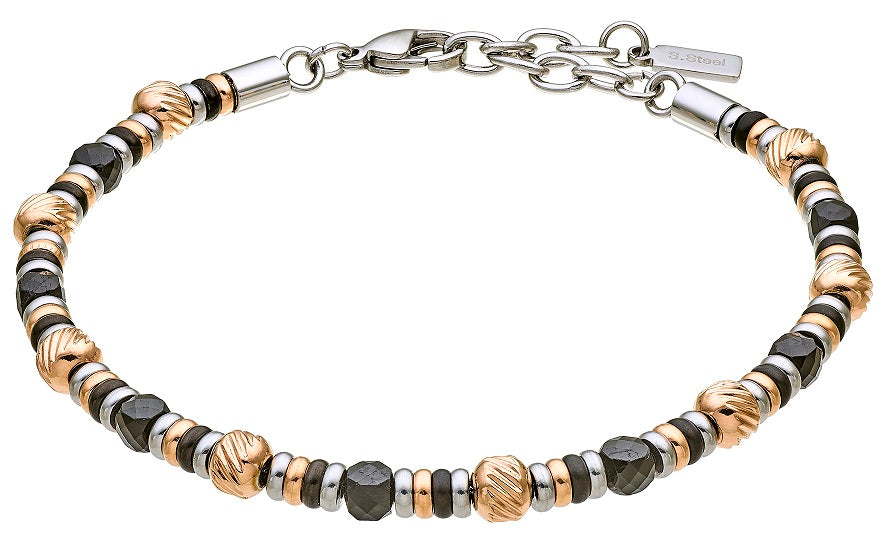 Zancan Men's Soft Bracelet in Steel and Black PVD - UHB141